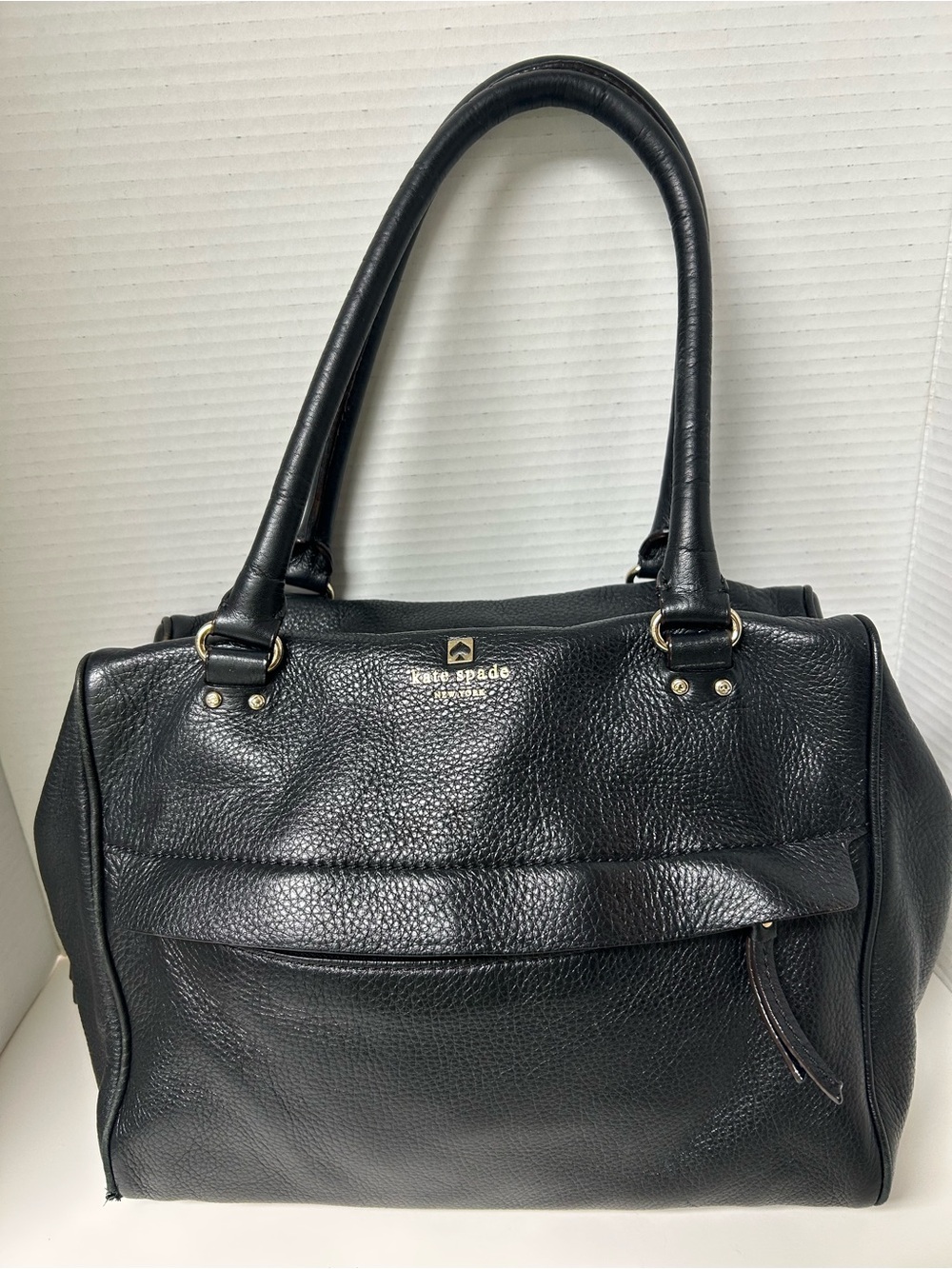 kate spade Black Pebbled Leather Shoulder Bag with Gold Hardware